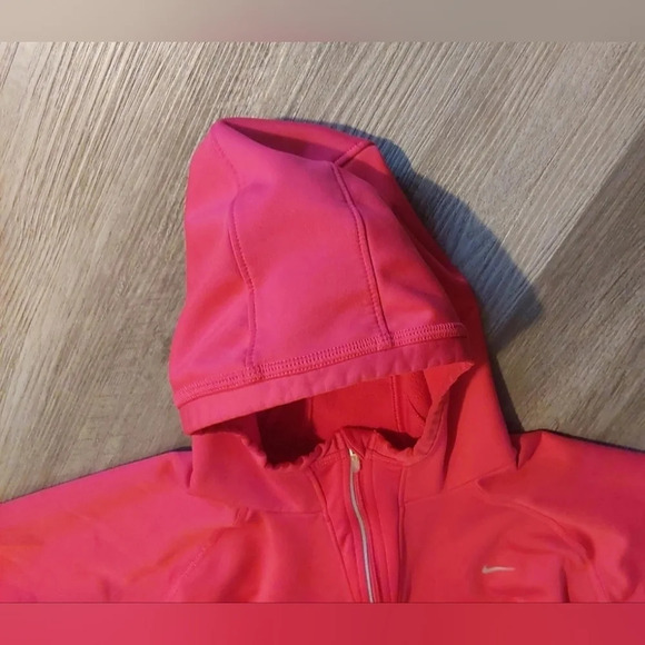 Nike Dri-Fit Women's Large Pink Quarter zip Hooded Sweatshirt Hoodie Pullover - Picture 3 of 5